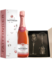 Coffret Champagne Taittinger Rosé et 2 flûtes