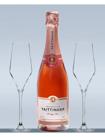 Coffret Champagne Taittinger Rosé et 2 flûtes