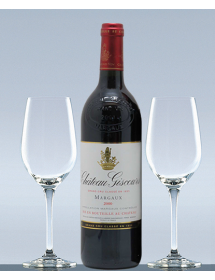 Coffret vin Bordeaux Margaux Château Giscours 2000 et 2 verres de dégustation