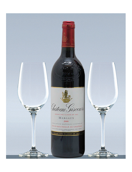 Coffret vin Bordeaux Margaux Château Giscours 2000 et 2 verres de dégustation Coffret vin Bordeaux Margaux Château Giscours 2000 et 2 verres de dégustation