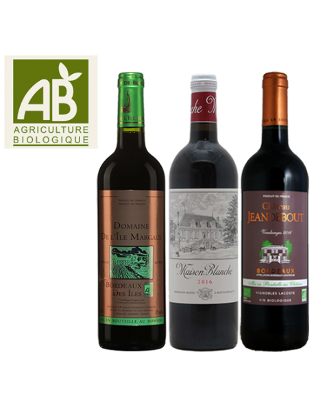 Coffret vin Bordeaux Agriculture Biologique 3 bouteilles