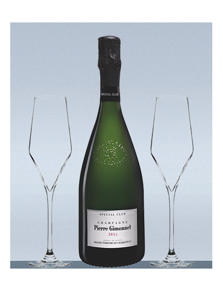 Coffret Champagne Blanc de blancs Grand Cru et 2 flûtes Coffret Champagne Blanc de blancs Grand Cru et 2 flûtes