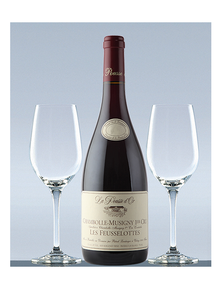 Coffret vin Bourgogne Chambolle-Musigny 1er Cru et 2 verres de dégustation