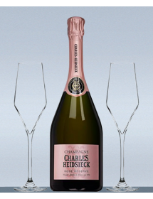 Coffret Champagne Charles Heidsieck Rosé et 2 flûtes