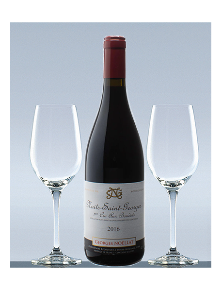 Coffret vin Bourgogne Nuits-Saint-Georges 1er Cru et 2 verres de dégustation