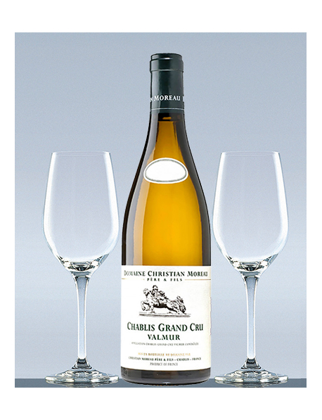 Coffret vin Chablis Grand Cru et 2 verres de dégustation