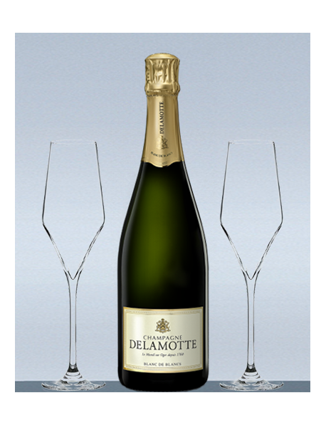 Coffret Champagne Blanc de blancs et 2 flûtes