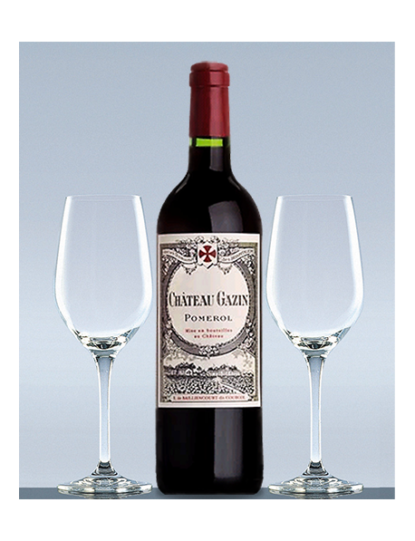 Coffret vin Pomerol Château Gazin 2008 et 2 verres de dégustation