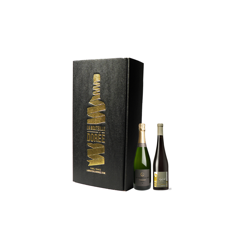 Coffret Champagne et Vin Alsace rouge 2 bouteilles