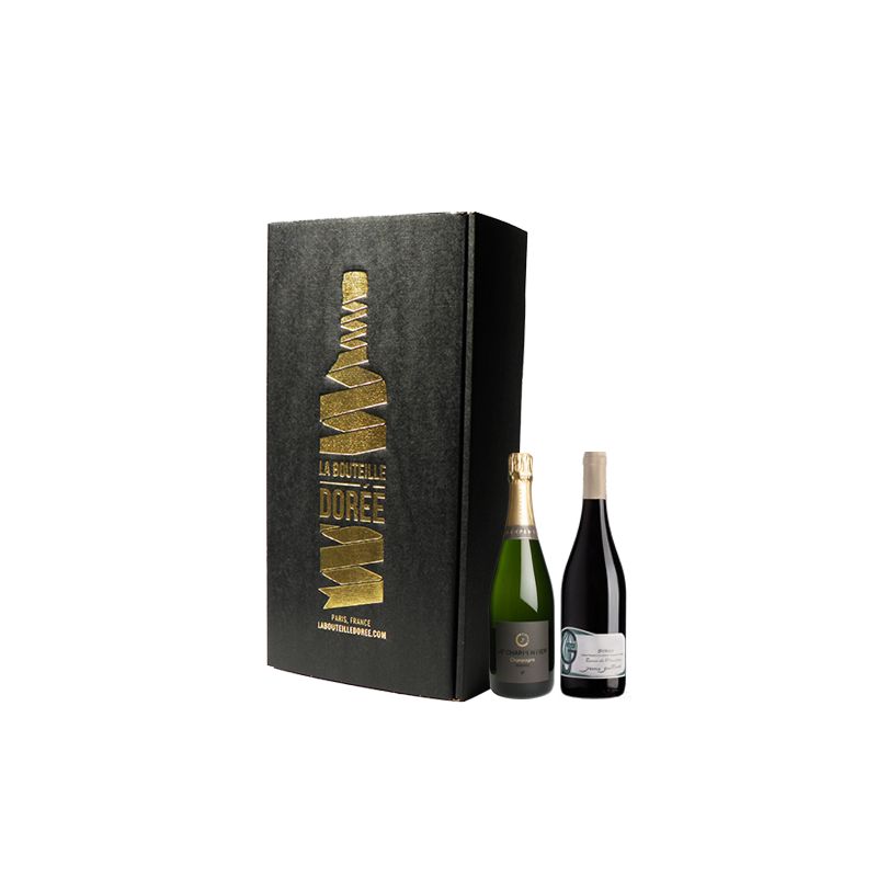 Coffret Champagne et Vin rouge Syrah 2 bouteilles