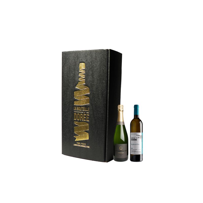 Coffret Champagne et Vin Bordeaux Graves Blanc 2 bouteilles