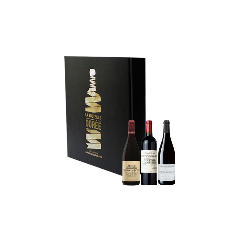 Coffret vin rouge France Beaujolais Bourgogne Bordeaux 3 bouteilles