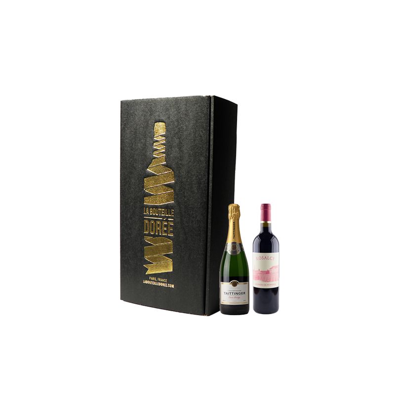 Coffret Champagne et Vin Bordeaux Rouge 2 bouteilles