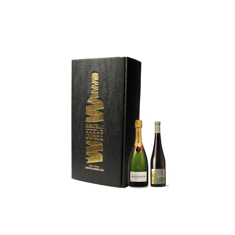Coffret Champagne Bollinger et Vin Alsace Rouge 2 bouteilles