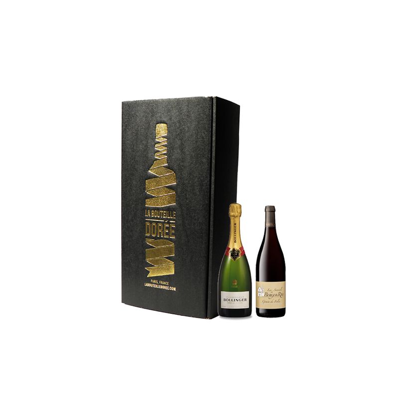 Coffret Champagne Bollinger et Vin Bourgogne Rouge 2 bouteilles