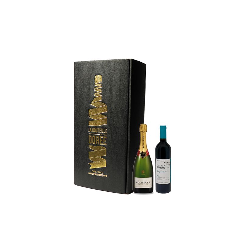 Coffret Champagne Bollinger et Vin Bordeaux Graves Rouge 2 bouteilles