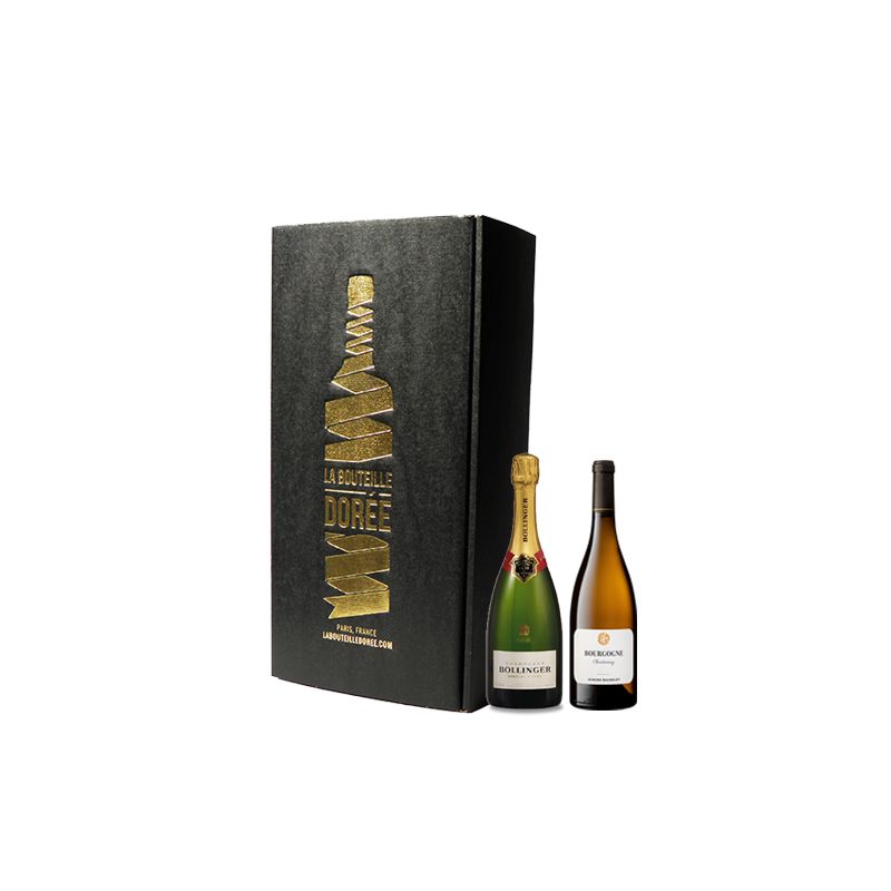Coffret Champagne Bollinger et Vin Bourgogne Blanc 2 bouteilles