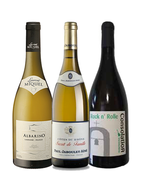 Coffret vin blanc cépages Albarino, Rolle, Viognier 3 bouteilles