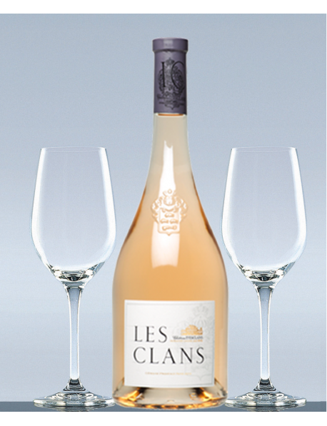 Coffret Les Clans rosé et 2 verres de dégustation