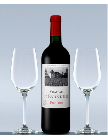 Coffret vin Bordeaux Pomerol Château L'Evangile 2002 et 2 verres de dégustation