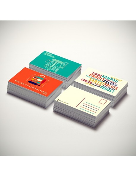 Collection de 5 cartes postales vin et voyage