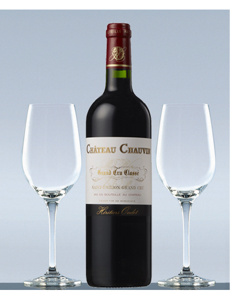 Coffret vin Saint-Emilion Grand Cru Classé et 2 verres de dégustation