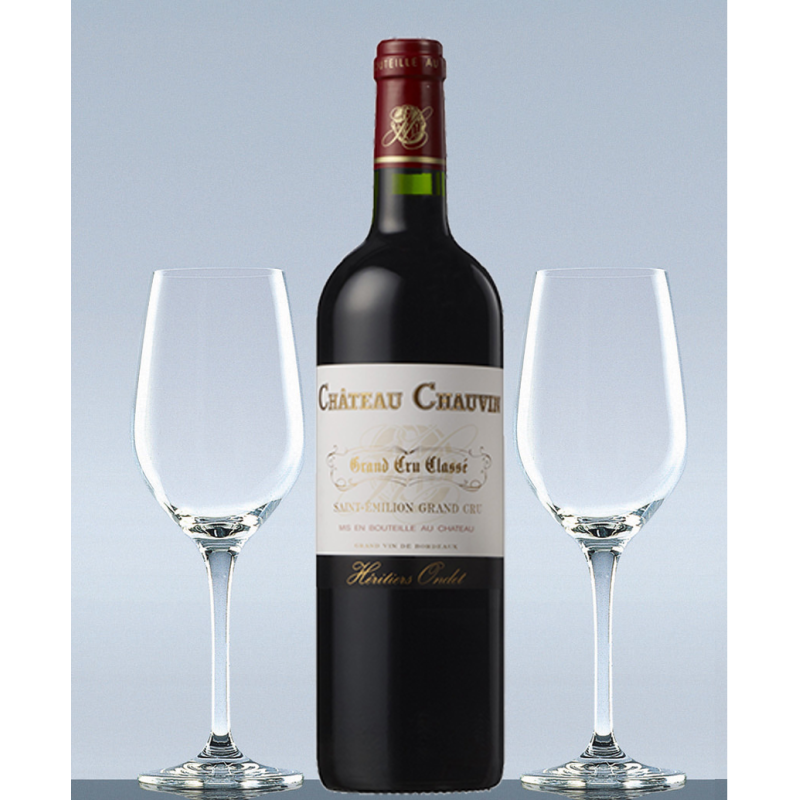 Coffret vin Saint-Emilion Grand Cru Classé et 2 verres de dégustation