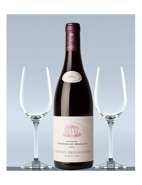 Coffret vin Bourgogne Corton Grand Cru et 2 verres de dégustation