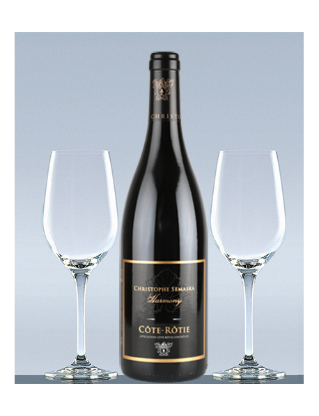 Coffret vin Côte-Rôtie et 2 verres de dégustation