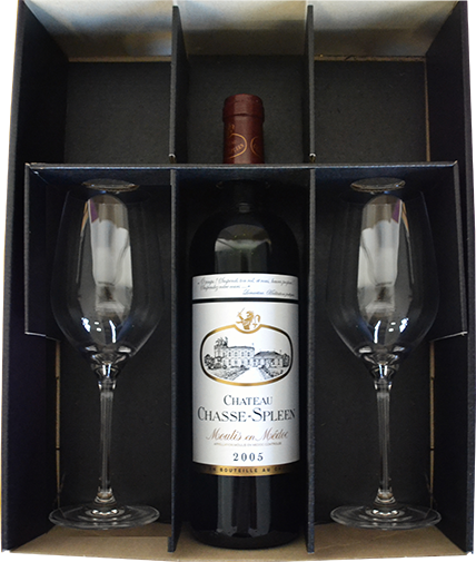 Coffret cadeau vin 1 bouteille et 2 verres