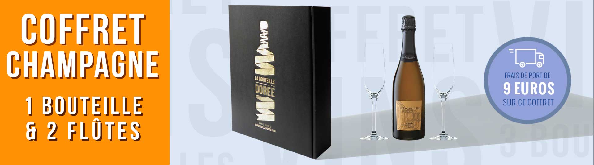 Coffret 1 bouteille de Champagne et 2 flûtes