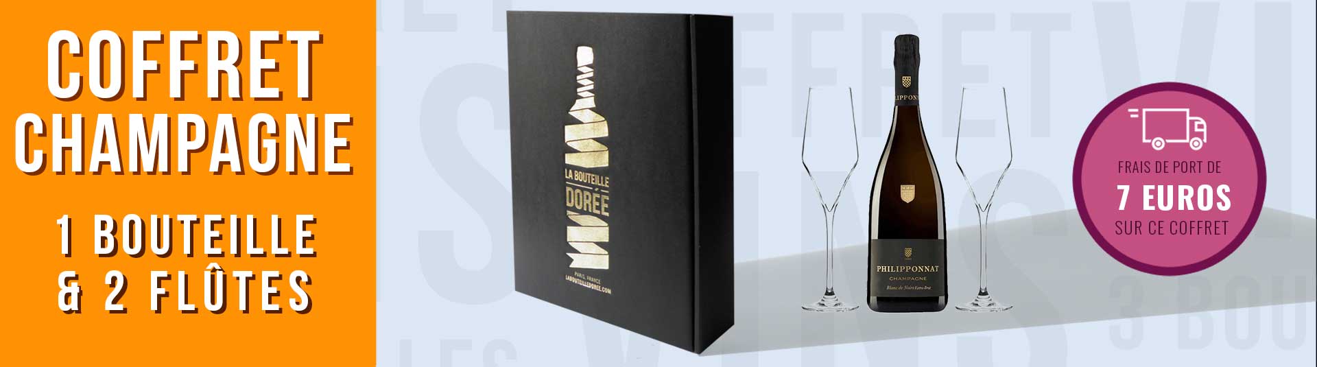 Coffret 1 bouteille de Champagne et 2 flûtes