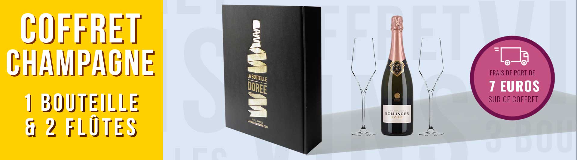Coffret 1 bouteille de Champagne Rosé et 2 flûtes