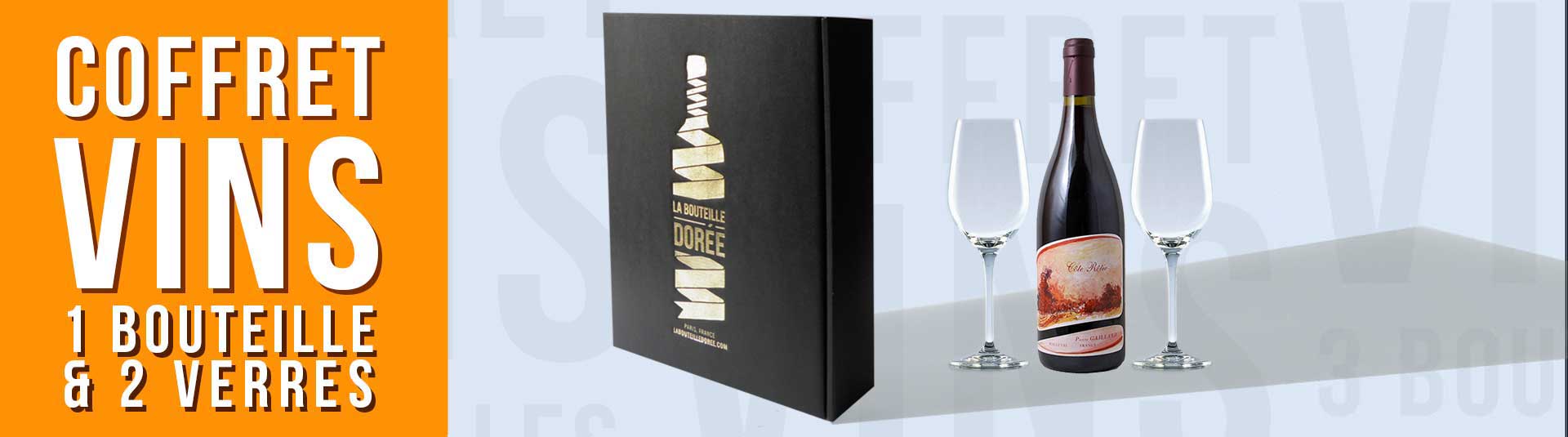 coffret vin Côte-Rôtie et 2 verres
