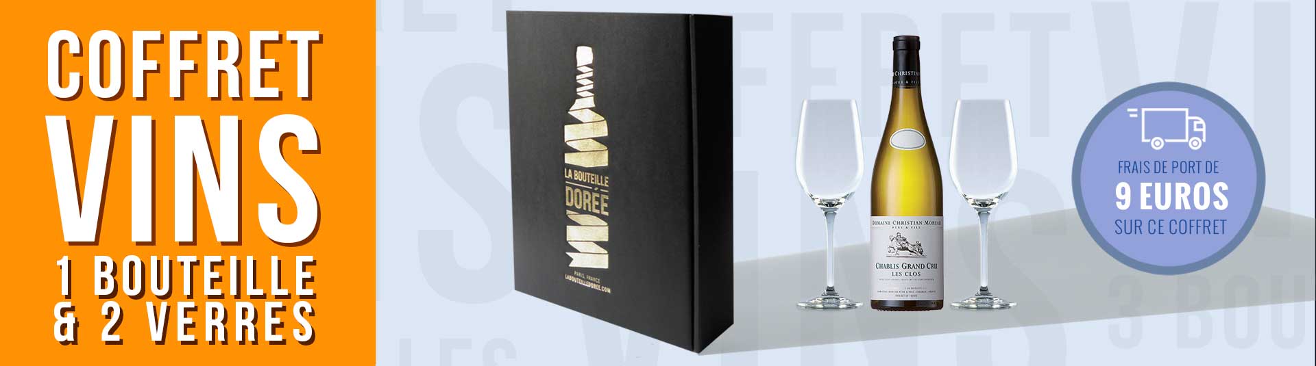 coffret vin Chablis Grand Cru et 2 verres