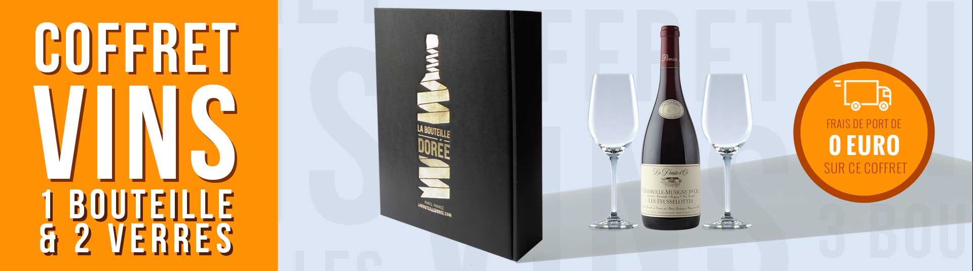 coffret vin Bourgogne Chambolle-Musigny 1 bouteille et 2 verres