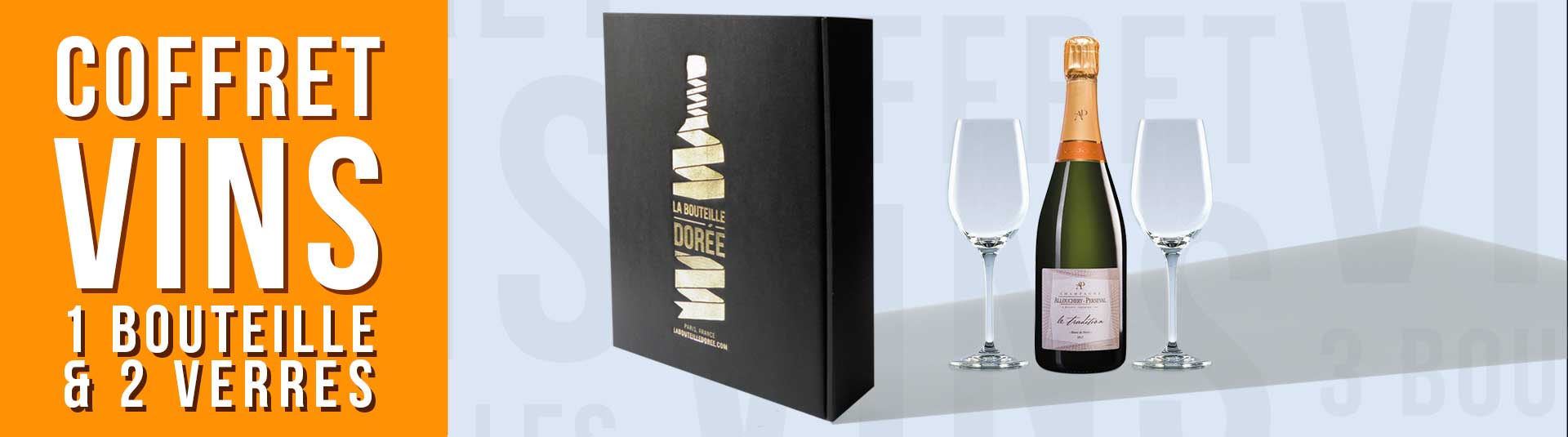 Coffret 1 bouteille de Champagne et 2 verres