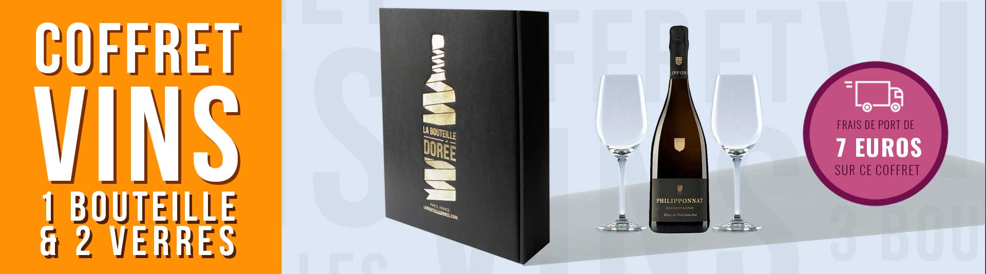 Coffret 1 bouteille de Champagne et 2 verres