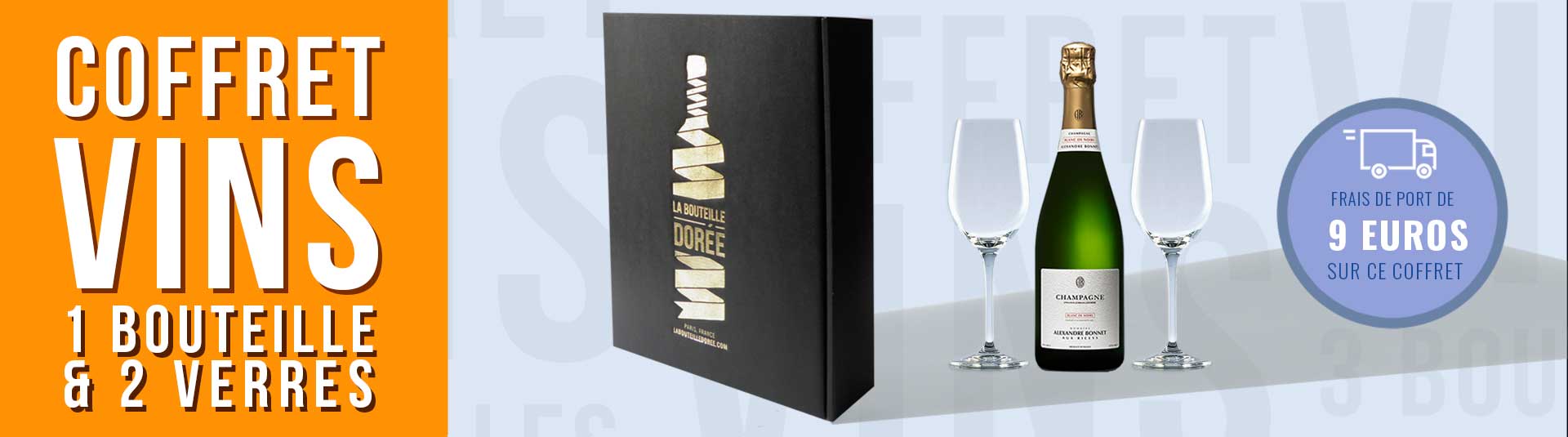 Coffret Champagne Blanc de noirs et 2 verres dégustation livré en 24h