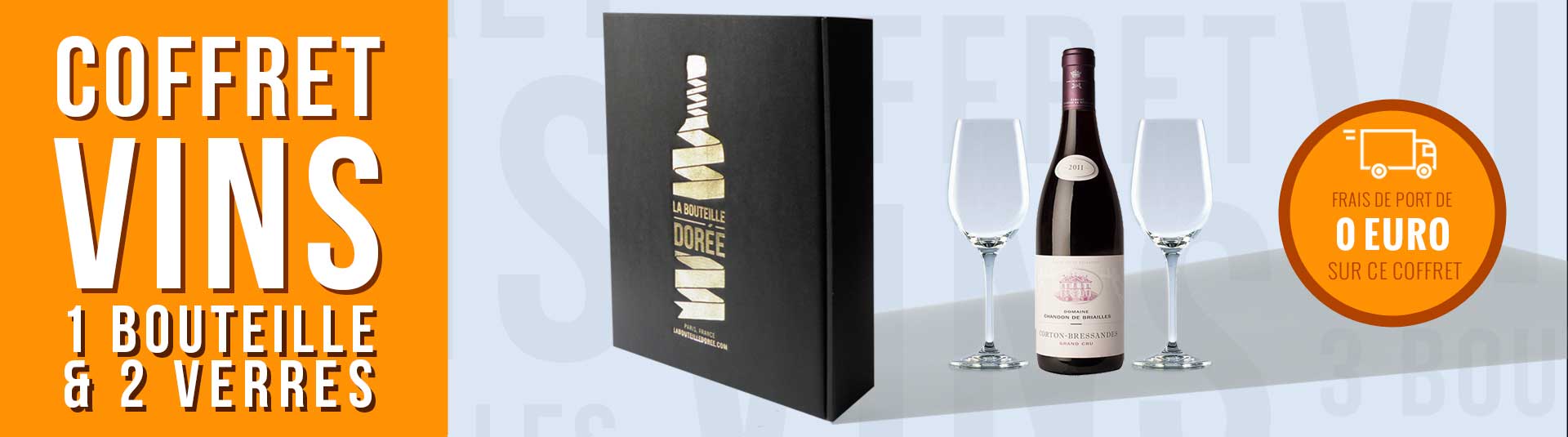 coffret vin Corton Grand Cru Les Bressandes et 2 verres de dégustation