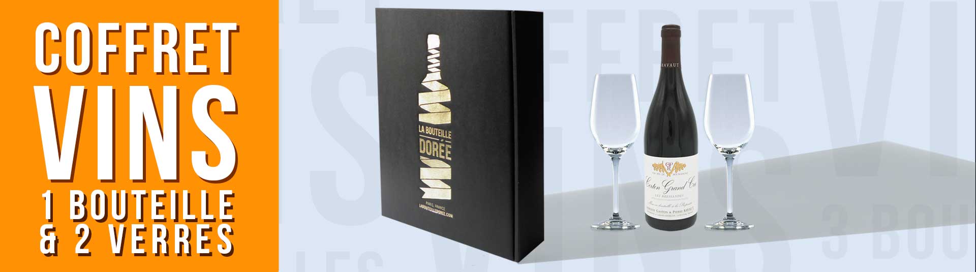 Coffret vin Chambolle-Musigny 1er Cru et 2 verres Coffret vin Corton Grand Cru Les Bressandes et 2 verres de dégustation