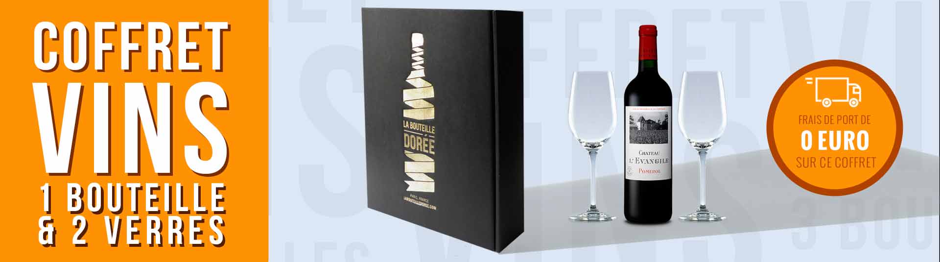 Coffret vin Pomerol et 2 verres de dégustation