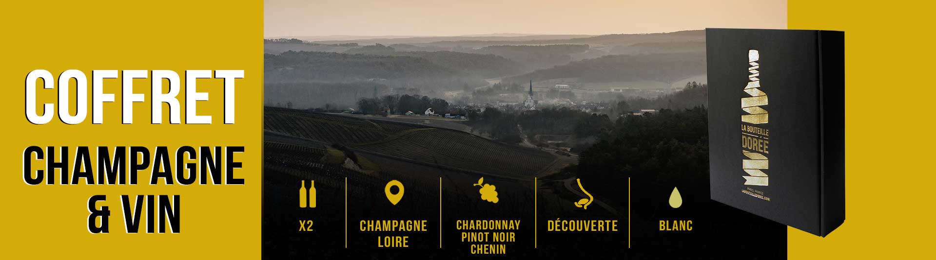 Coffret 2 bouteilles Champagne et vin rouge d'Alsace Coffret Champagne et vin 2 bouteilles