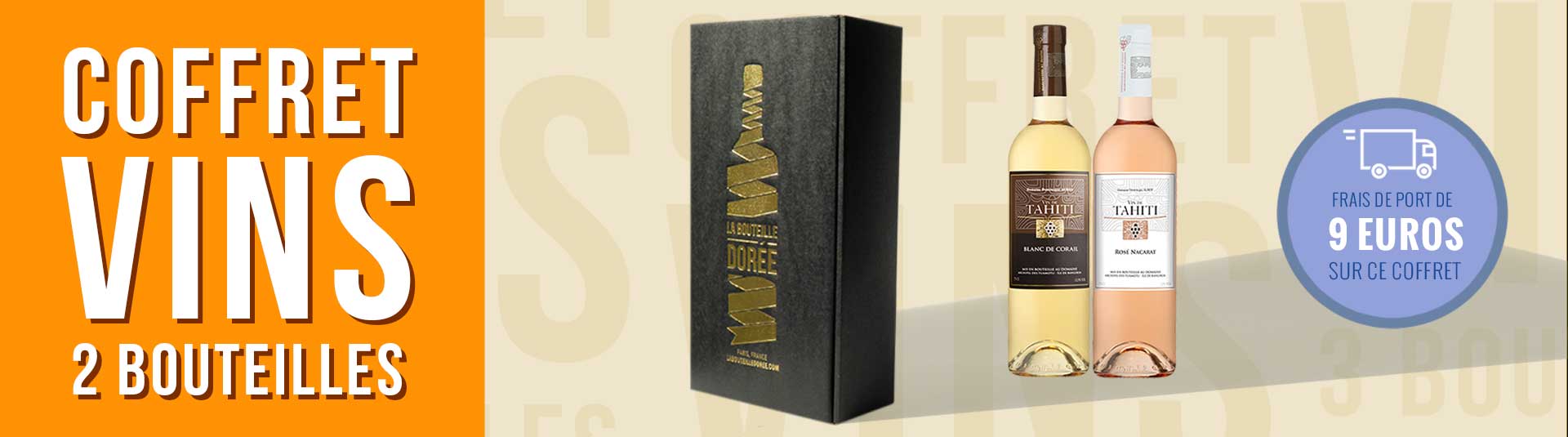 Cofffret vin blanc et rosé Tahiti 2 bouteilles Cofffret vin blanc et rosé Tahiti 2 bouteilles
