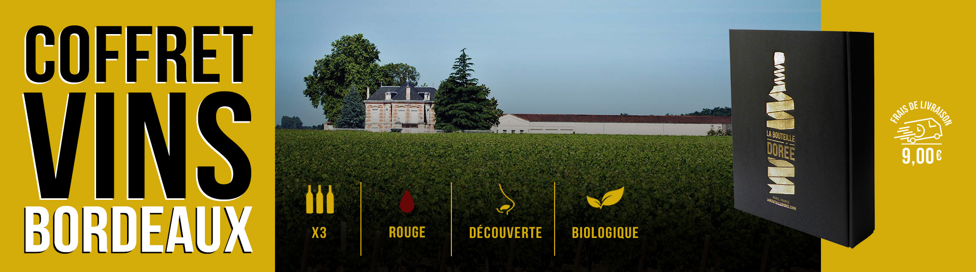 Coffret vin Bordeaux Rouge BIO 3 bouteilles