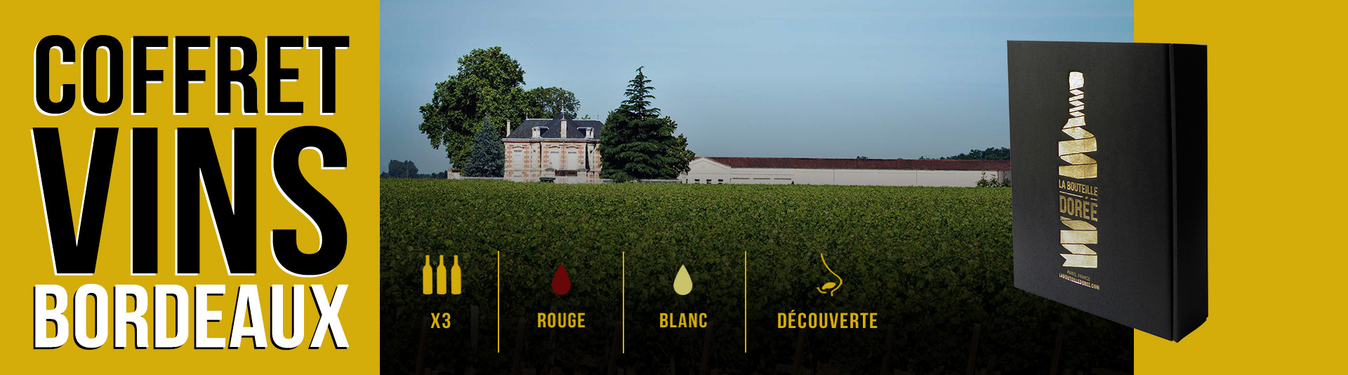 Coffret vin rouge Bordeaux et Graves 3 bouteilles