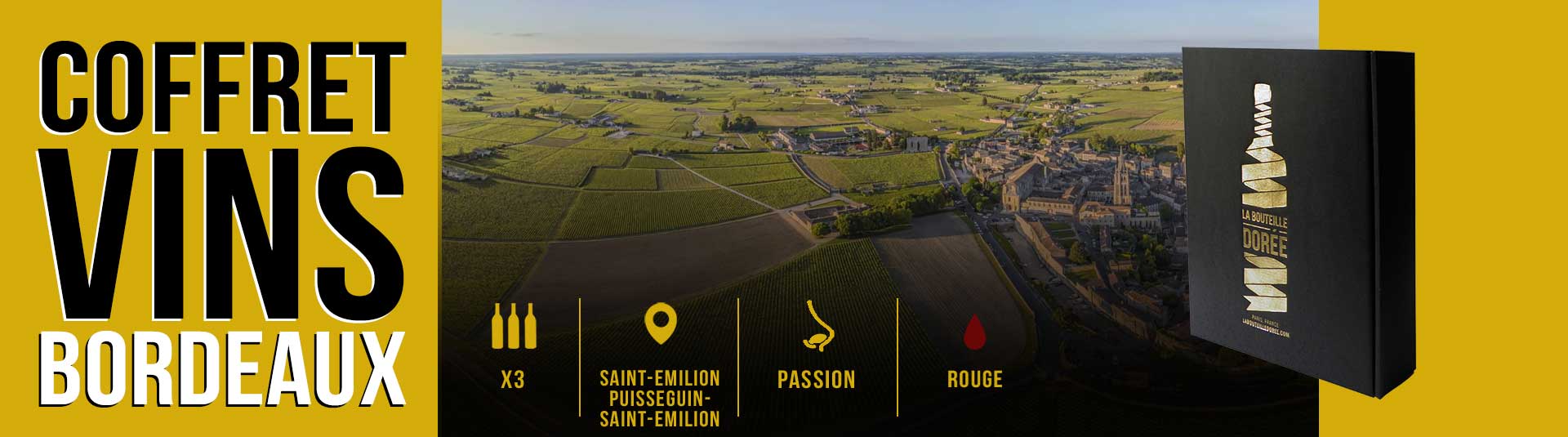 Coffret vin rouge Bordeaux Saint-Emilion 3 bouteilles