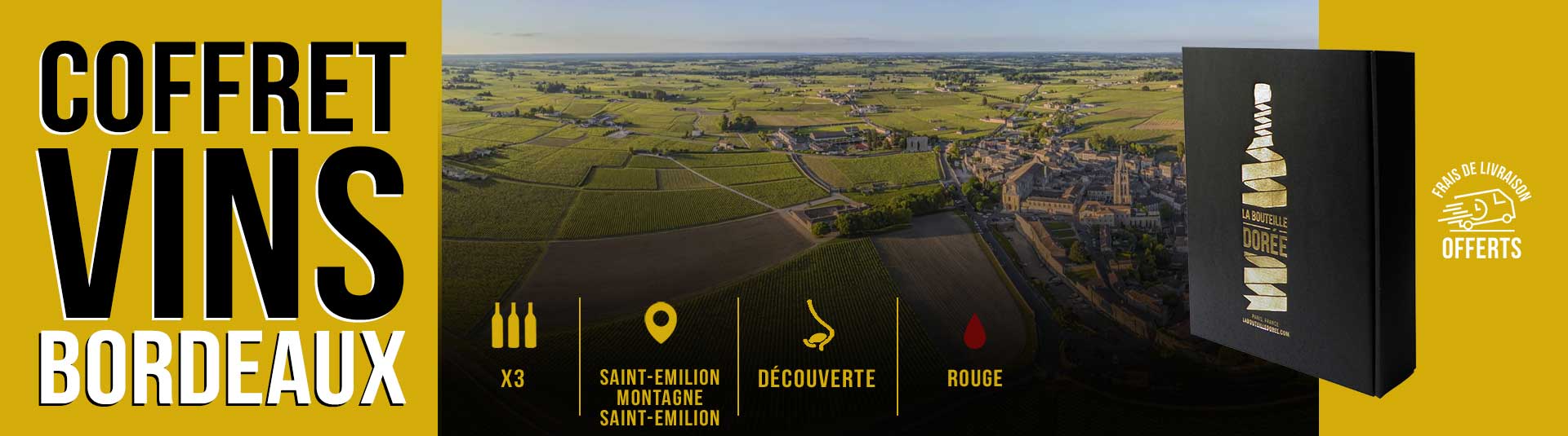 Coffret vin rouge Bordeaux Saint-Emilion 3 bouteilles