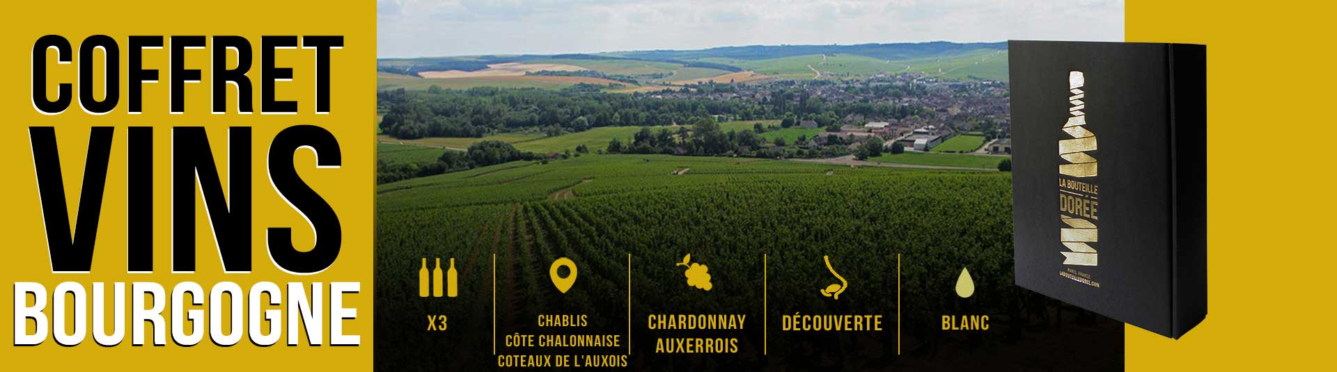 Coffret 3 bouteilles vin rosé Côtes de Provence Coffret vin blanc Bourgogne Sélection 3 bouteilles