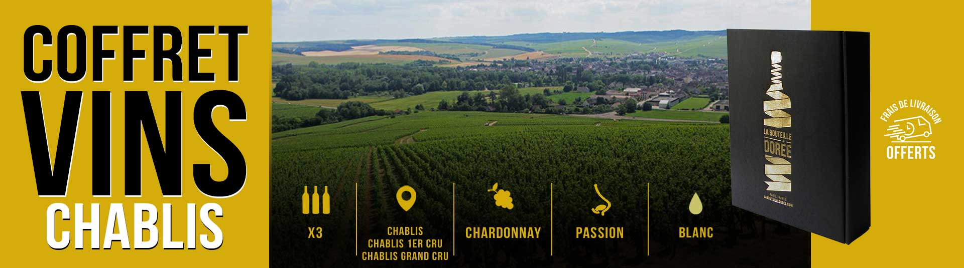 Coffret vin blanc Chablis Passion 3 bouteilles